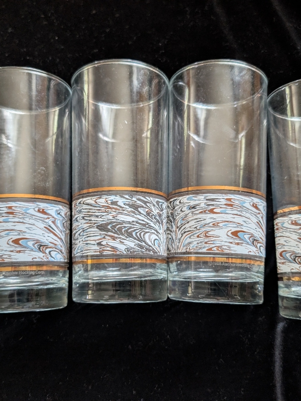 Anchor Hocking  Swirl Band Highball Glasses - Set of 4